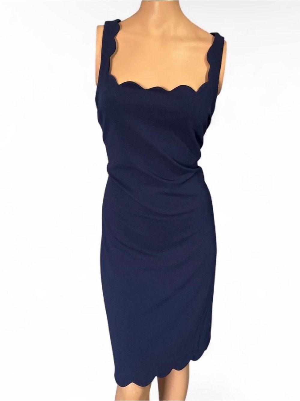 Premier Amour Navy Scalloped Bodycon Dress